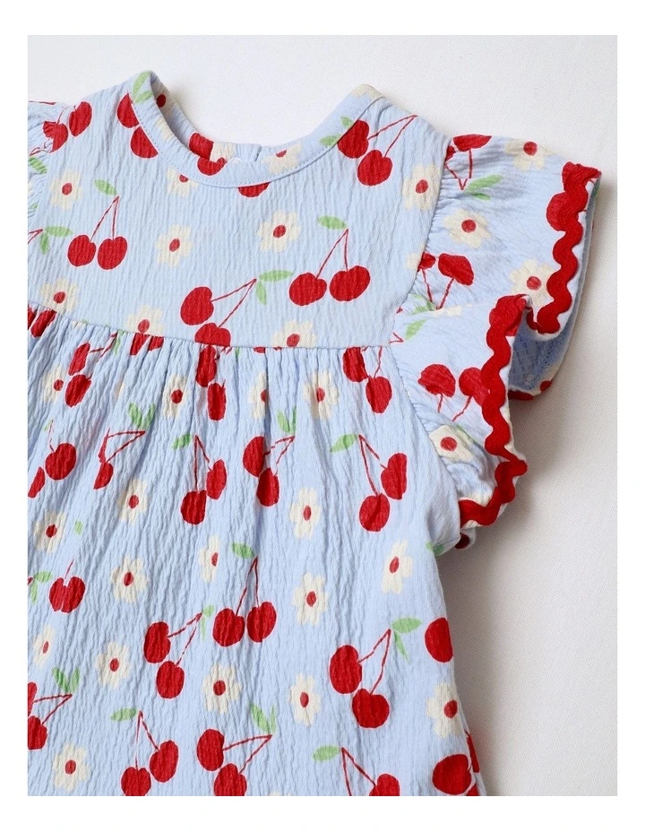 Cherry Jersey Dress in Blue image 2
