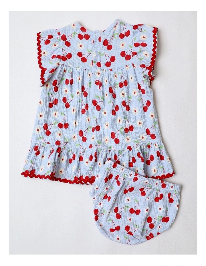 Cherry Jersey Dress in Blue image 3