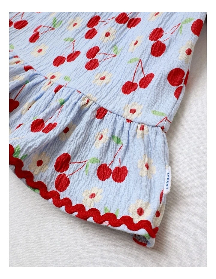 Cherry Jersey Dress in Blue image 4