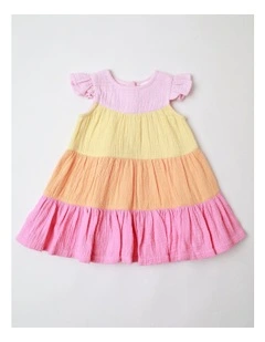 Crinkle Knit Tiered Dress in Assorted