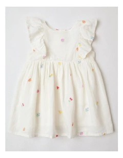 Fruit Ruffle Dress in White