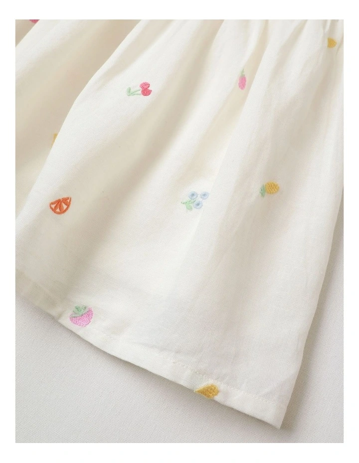 Fruit Ruffle Dress in White image 4
