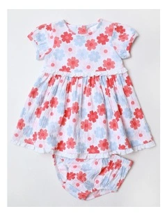 Floral Jersey Dress in White