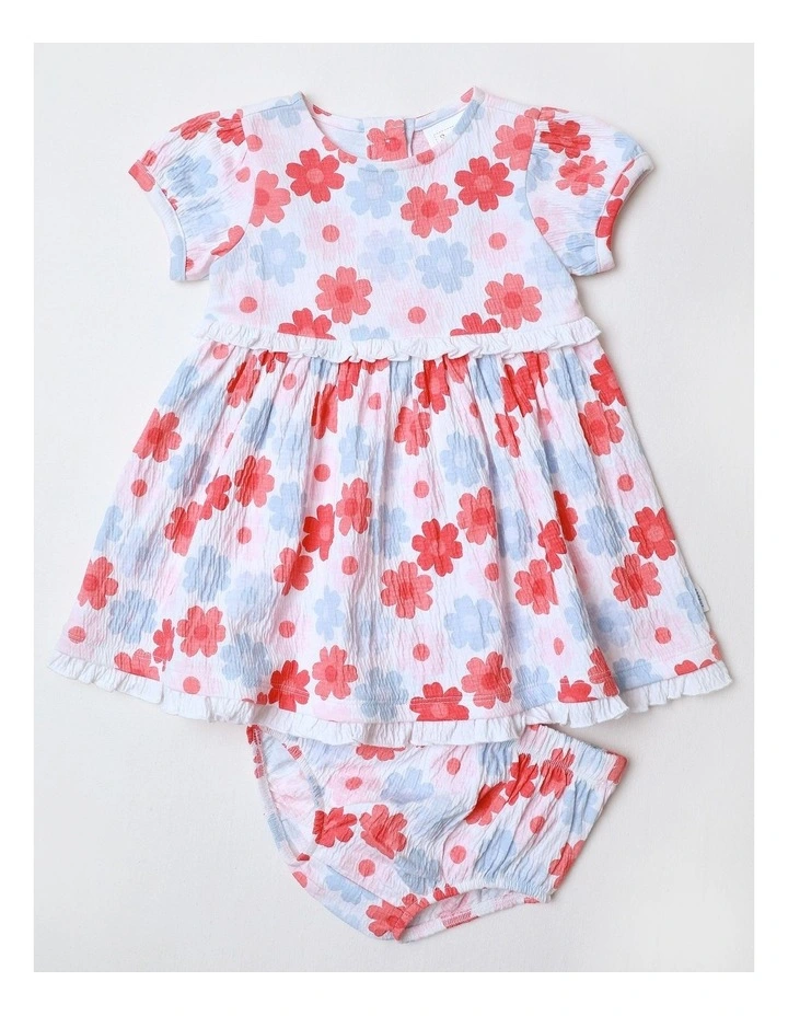 Floral Jersey Dress in White image 1