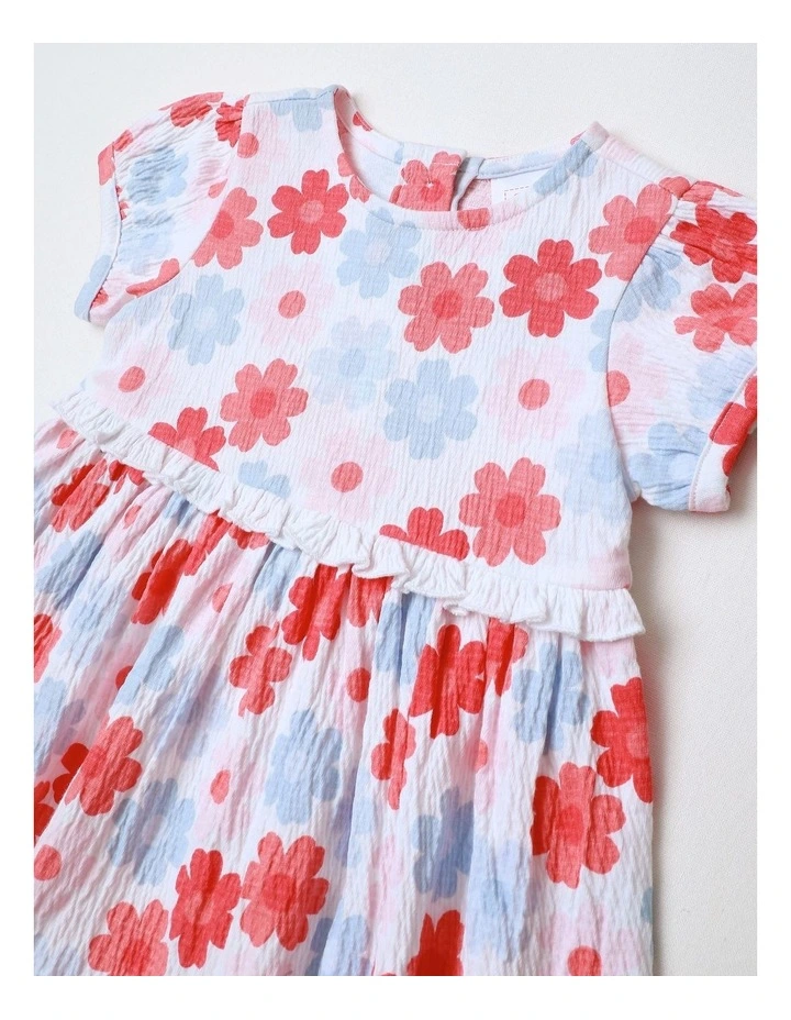 Floral Jersey Dress in White image 2