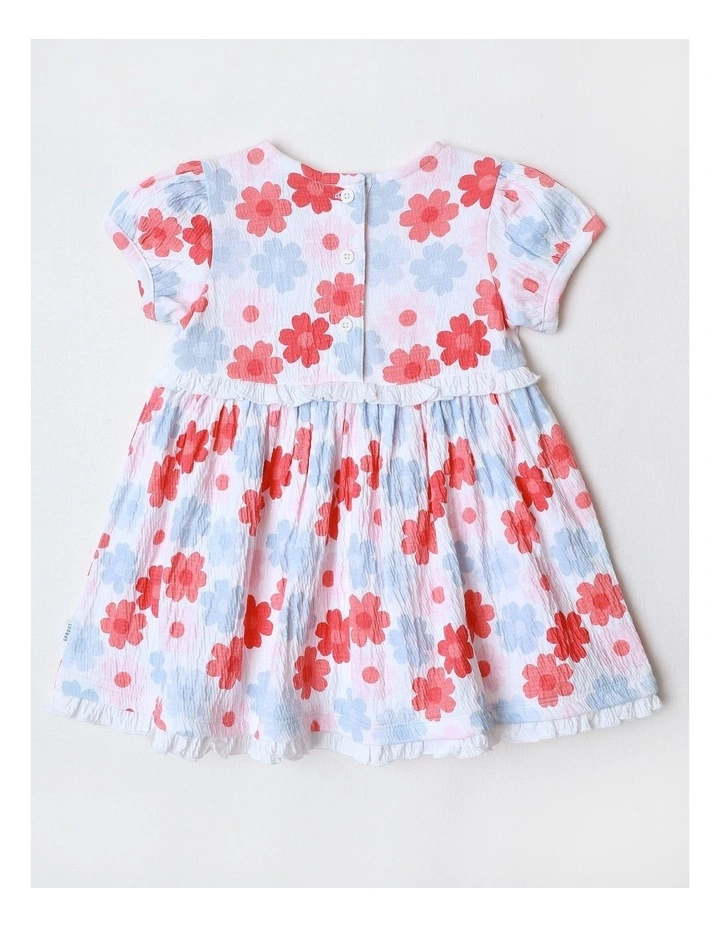 Floral Jersey Dress in White image 3