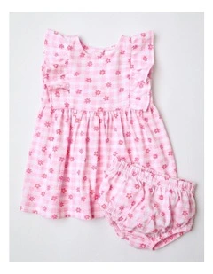 Gingham Knit Dress in Light Pink