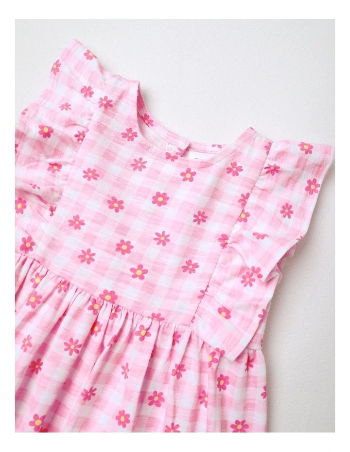 Gingham Knit Dress in Light Pink image 2