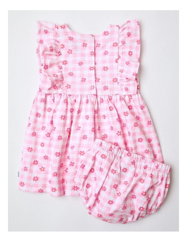 Gingham Knit Dress in Light Pink image 3