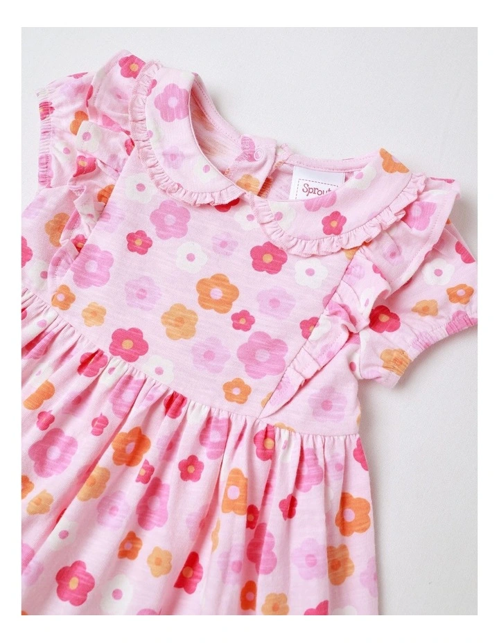 Floral Peter Pan Dress in Light Pink image 2