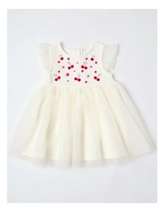 Occasion Floral Tulle Dress in Cream