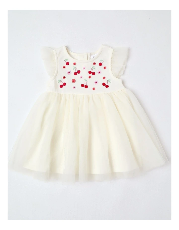 Occasion Floral Tulle Dress in Cream image 1