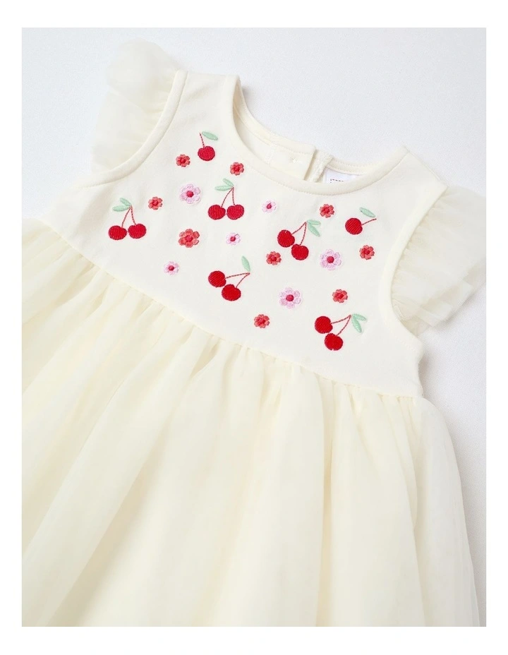 Occasion Floral Tulle Dress in Cream image 2