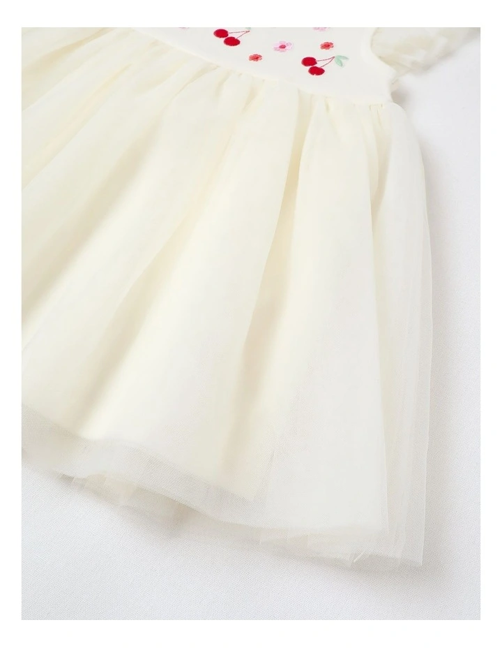 Occasion Floral Tulle Dress in Cream image 4