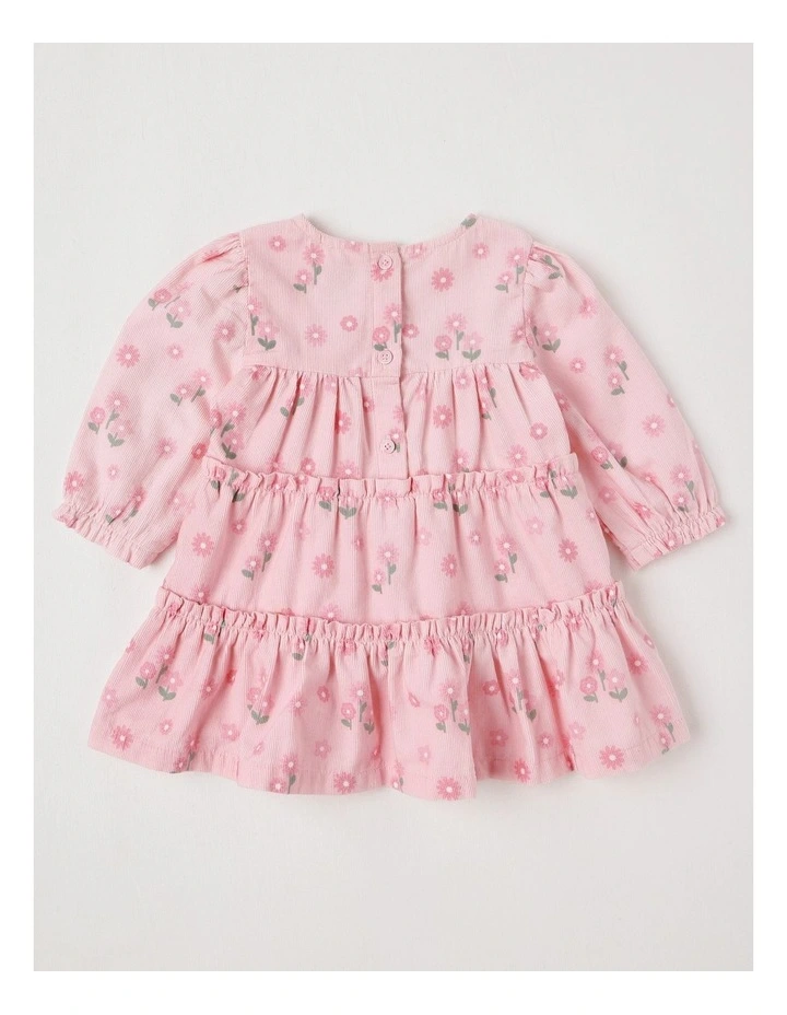 Baby Cord Tiered Dress in Blush image 3