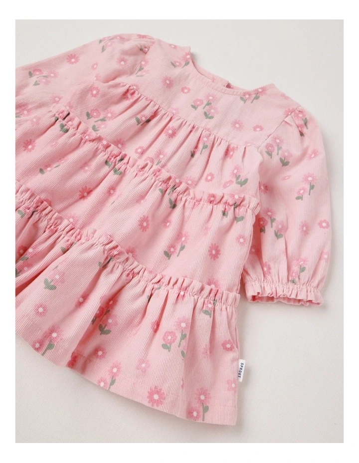 Baby Cord Tiered Dress in Blush image 4