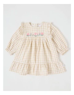 Gingham Dress in Cream
