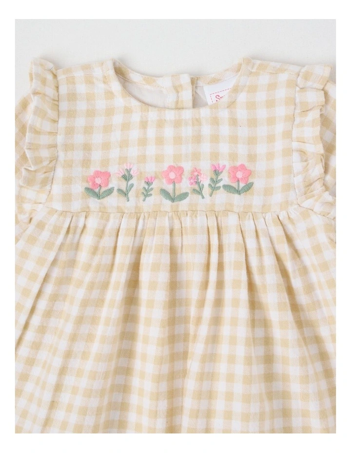Gingham Dress in Cream image 2