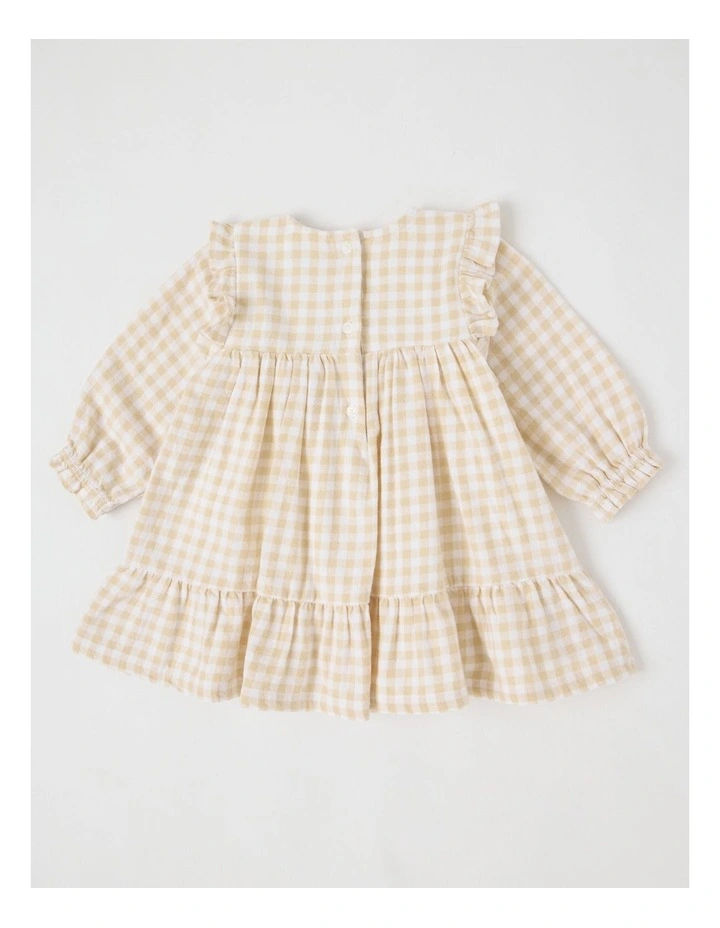 Gingham Dress in Cream image 3
