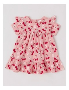 Crinkle Knit Ditsy Dress in Rose