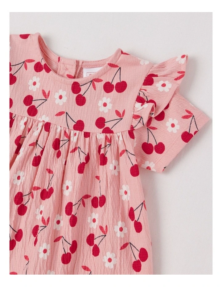 Crinkle Knit Ditsy Dress in Rose image 2