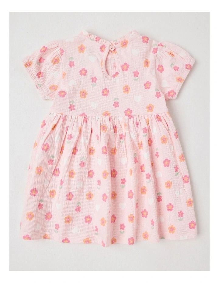 Crinkle Knit Frill Neck Dress in Blush image 3