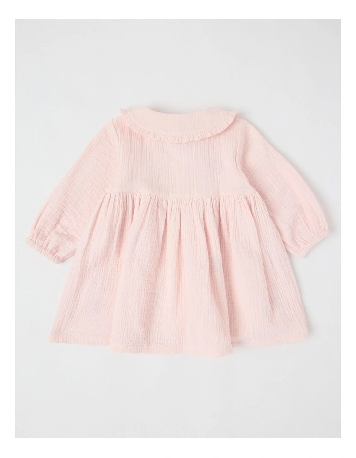 Cherry Daisy & Heart Collared Dress With Tights in Blush image 3