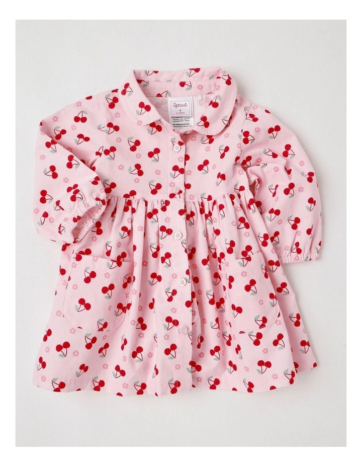 Cherry Babycord Pocket Dress in Blush image 1
