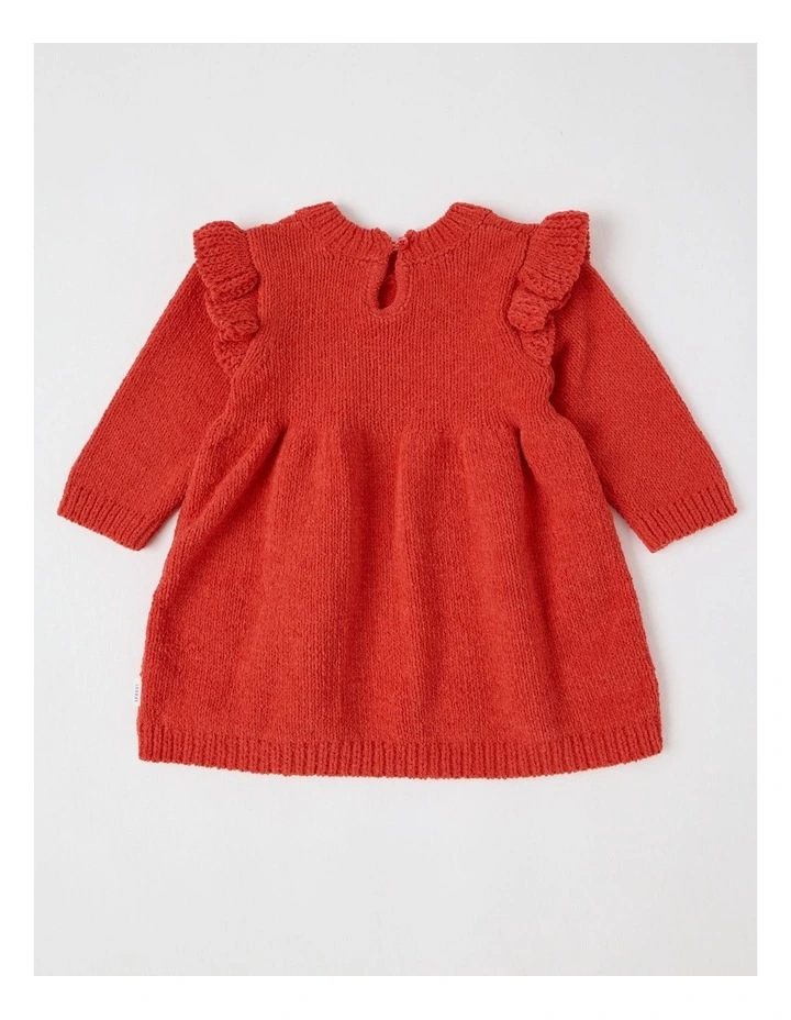 Chenille Daisy Embroidery Dress in Crimson image 3