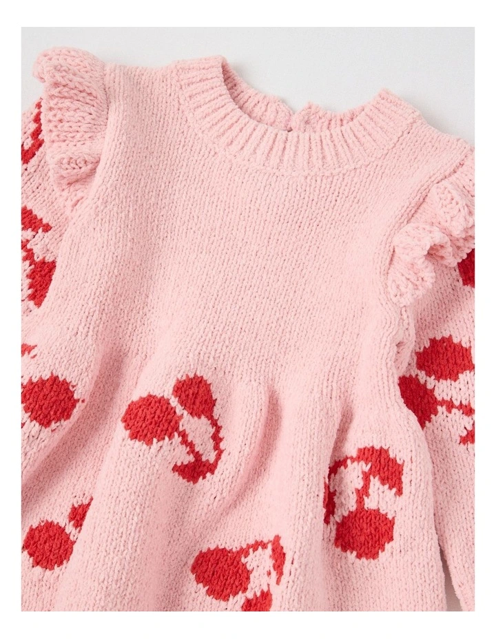 Chenille Dress in Pale Pink image 2