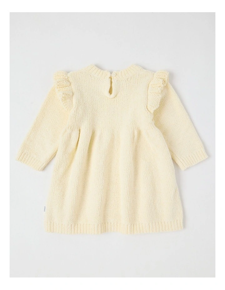 Chenille Heart Embroidery Dress in Bone image 3