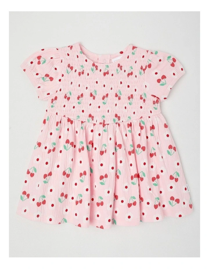 Cherry Daisy Crinkle Knit Dress With Bloomers in Blush image 1