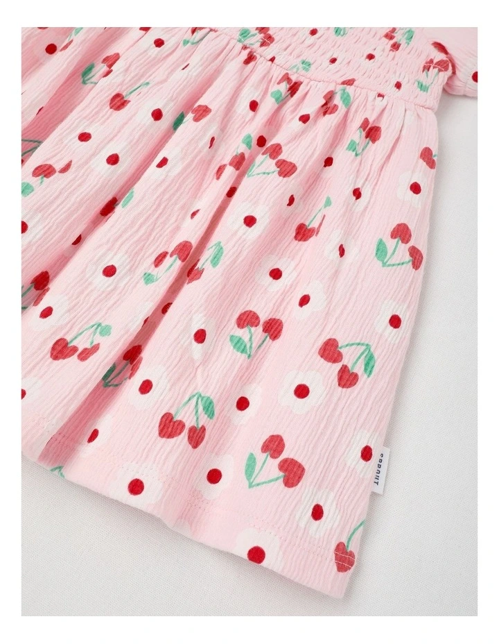 Cherry Daisy Crinkle Knit Dress With Bloomers in Blush image 4
