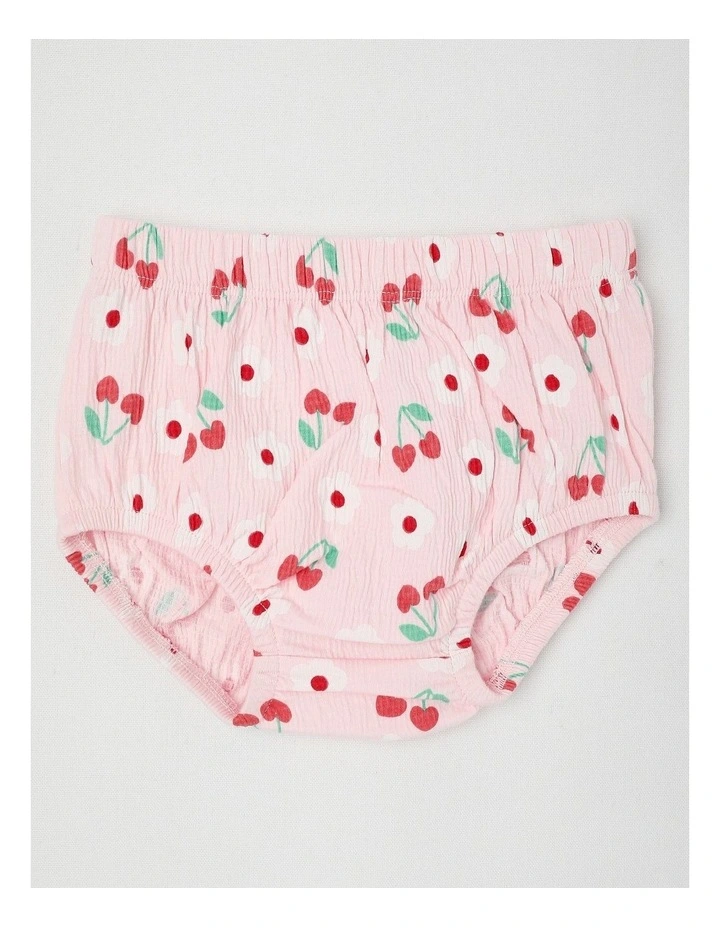 Cherry Daisy Crinkle Knit Dress With Bloomers in Blush image 5