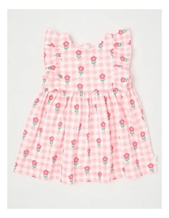 Daisy Gingham Jersey Dress With Bloomers in Light Pink
