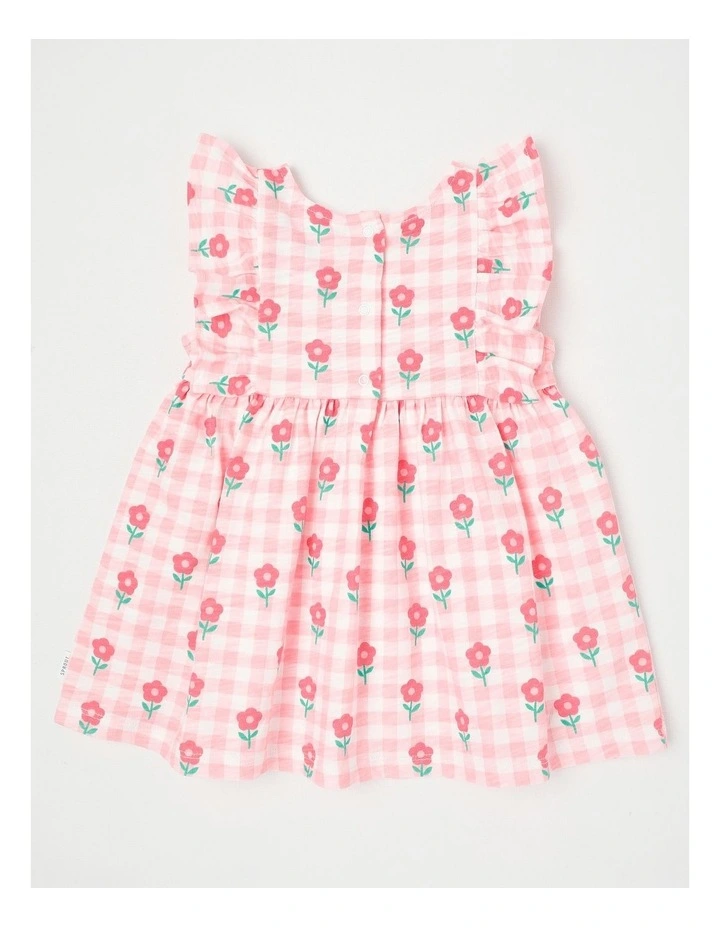 Daisy Gingham Jersey Dress With Bloomers in Light Pink image 3