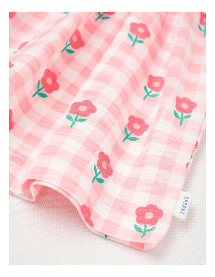 Daisy Gingham Jersey Dress With Bloomers in Light Pink image 4
