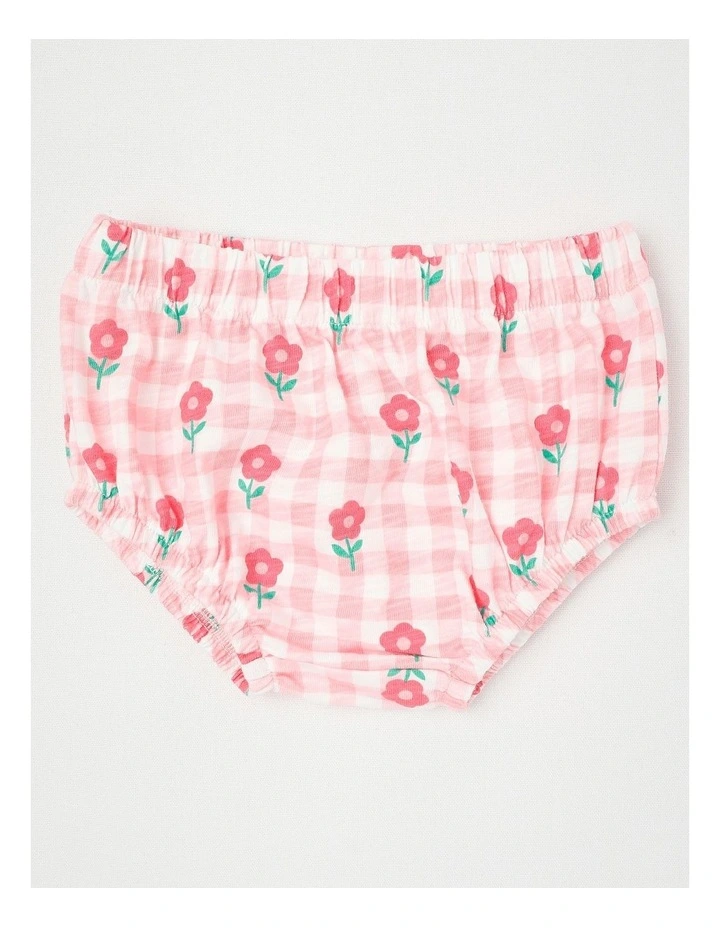 Daisy Gingham Jersey Dress With Bloomers in Light Pink image 5