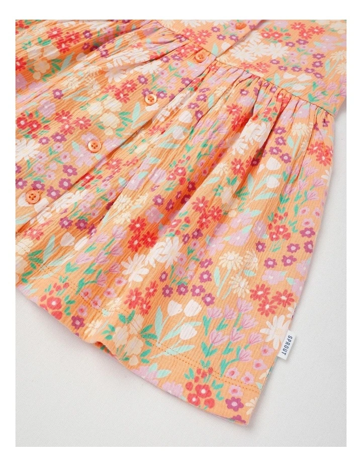 Rainbow Floral Crinkle Knit Dress With Bloomers in Peach image 5