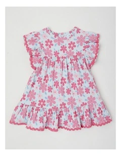 Floral Rick Rack Dress With Bloomers in Light Blue