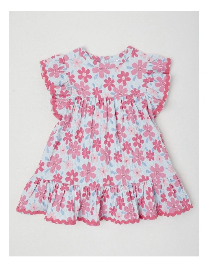 Floral Rick Rack Dress With Bloomers in Light Blue image 1