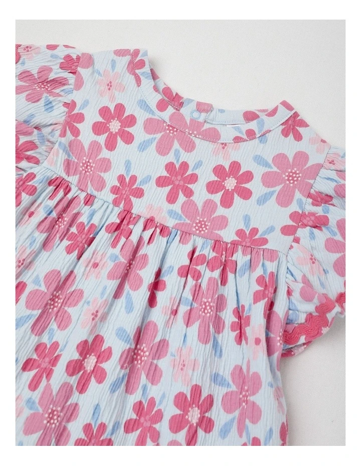 Floral Rick Rack Dress With Bloomers in Light Blue image 2
