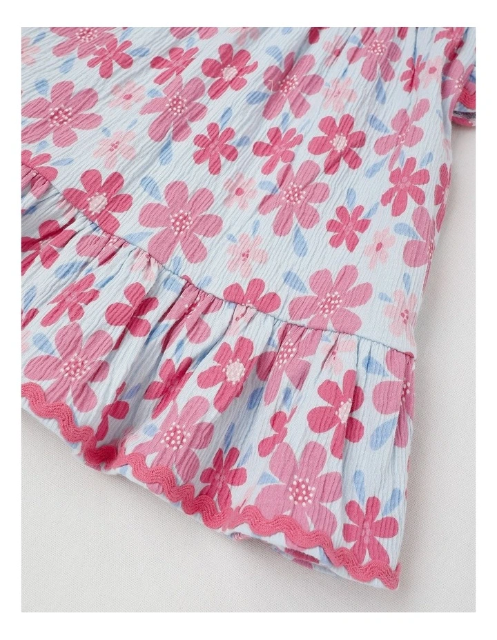 Floral Rick Rack Dress With Bloomers in Light Blue image 5