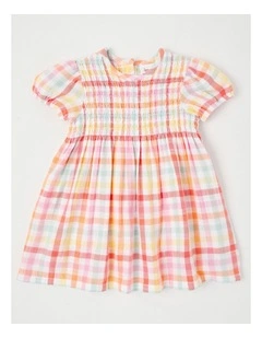 Rainbow Gingham Shirred Dress in Assorted