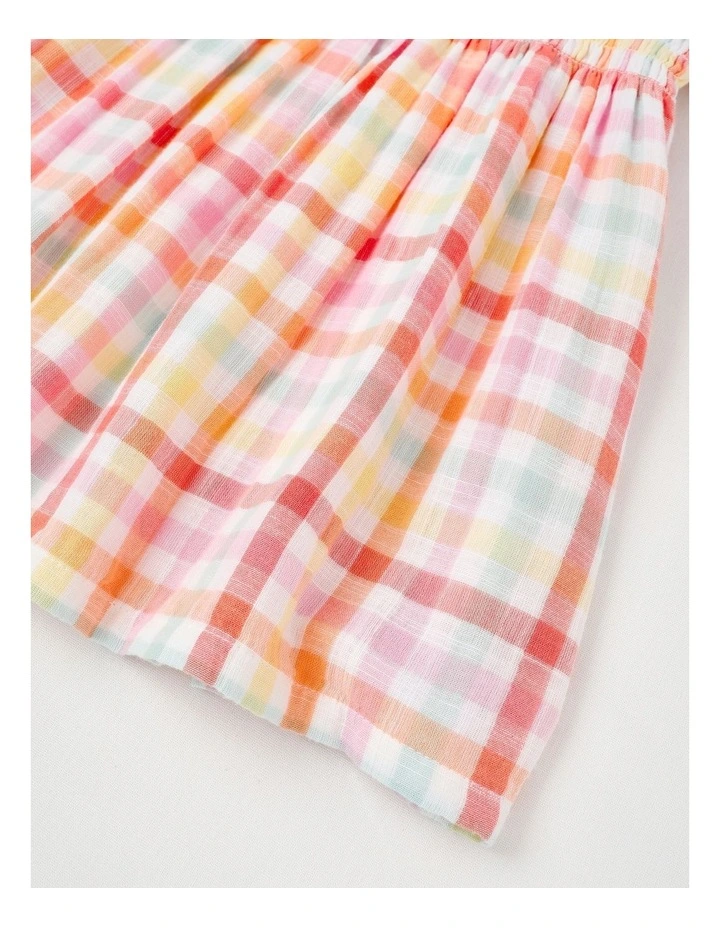 Rainbow Gingham Shirred Dress in Assorted image 4