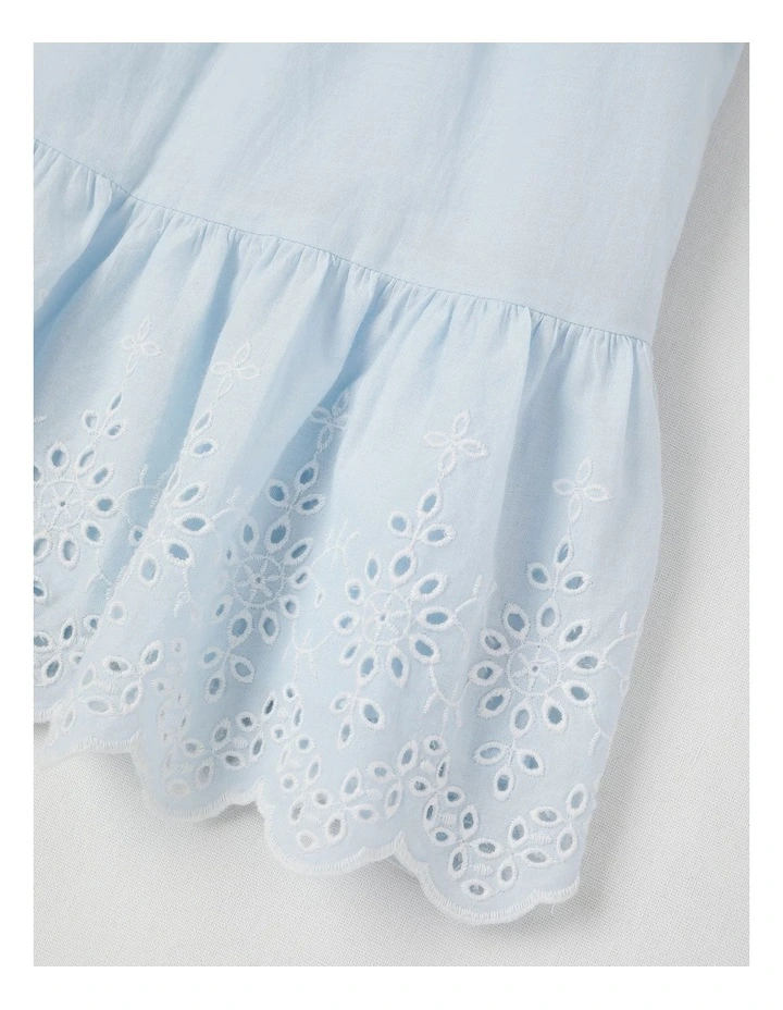 Broderie Scalloped Hem Dress in Light Blue image 4
