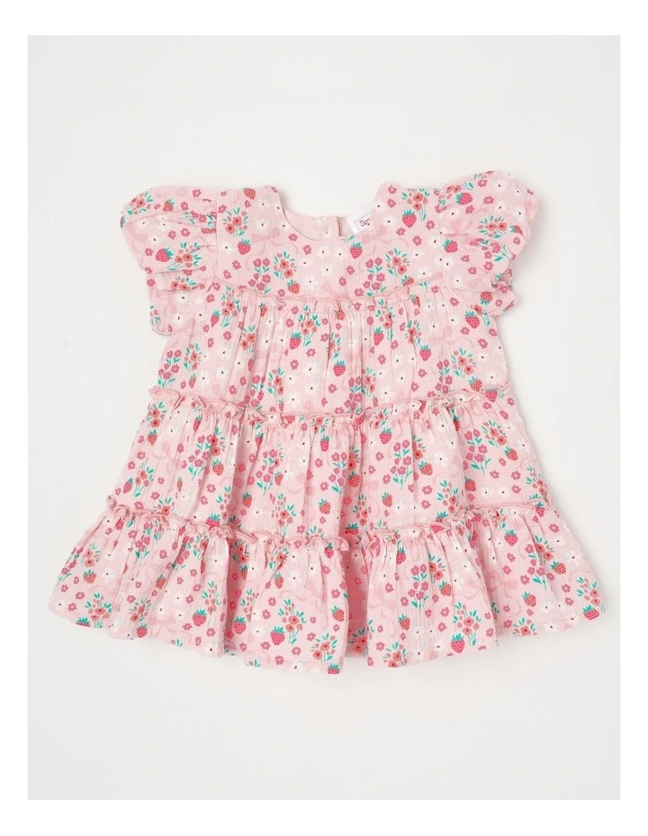 Berry Bow Woven Tiered Dress in Blush image 1