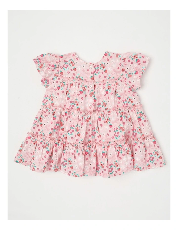 Berry Bow Woven Tiered Dress in Blush image 3