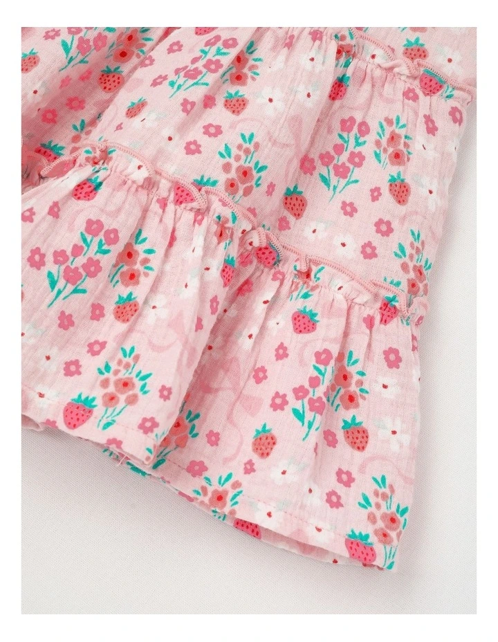 Berry Bow Woven Tiered Dress in Blush image 4