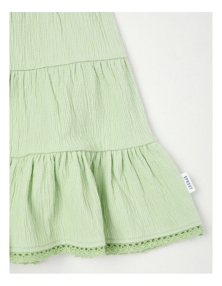 Tiered Flutter Sleeve Dress in Light Khaki image 4